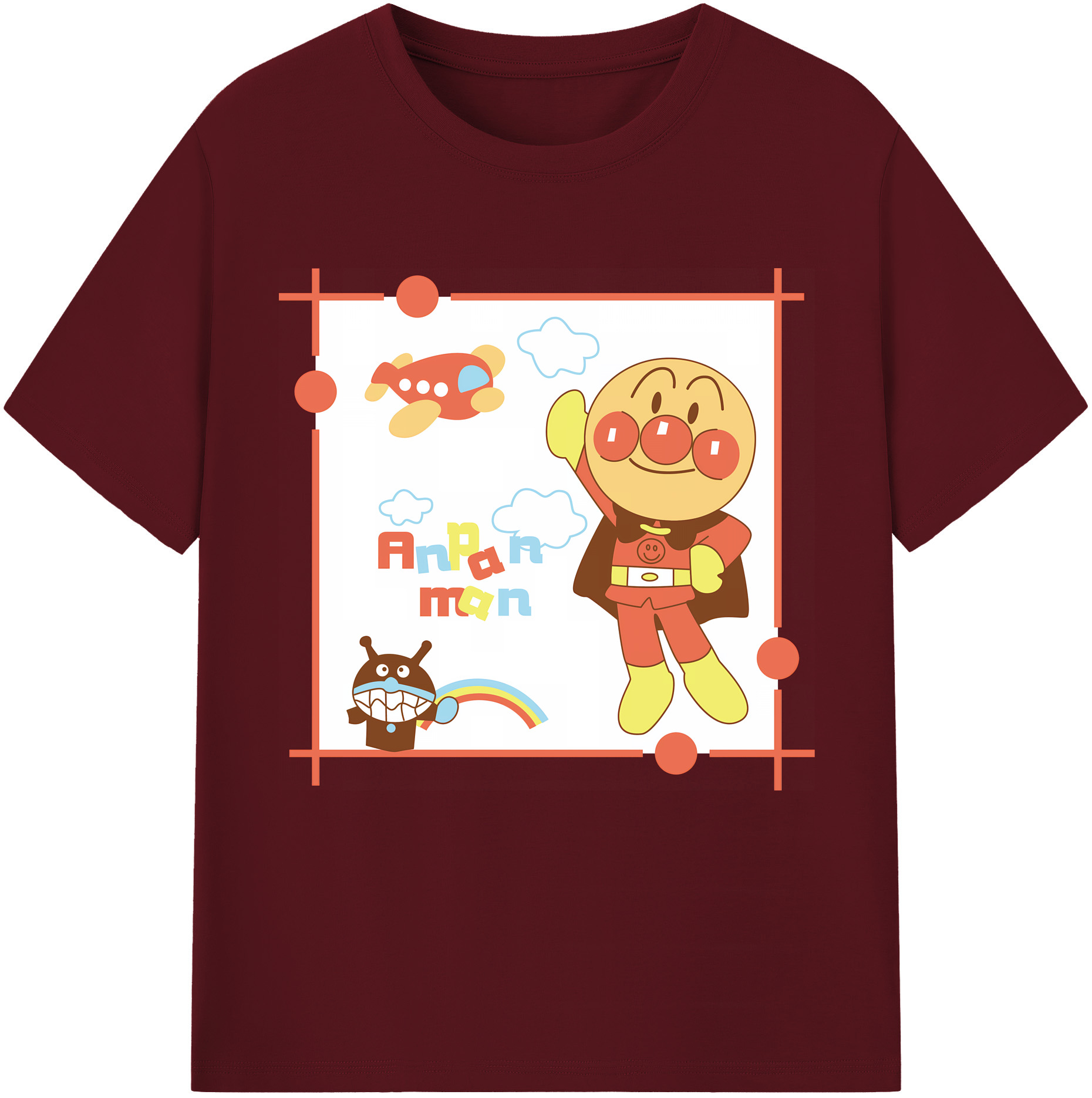 （画像用） アンパンマン Anpanman 綿100％半袖Tシャツ（フロントプリント）